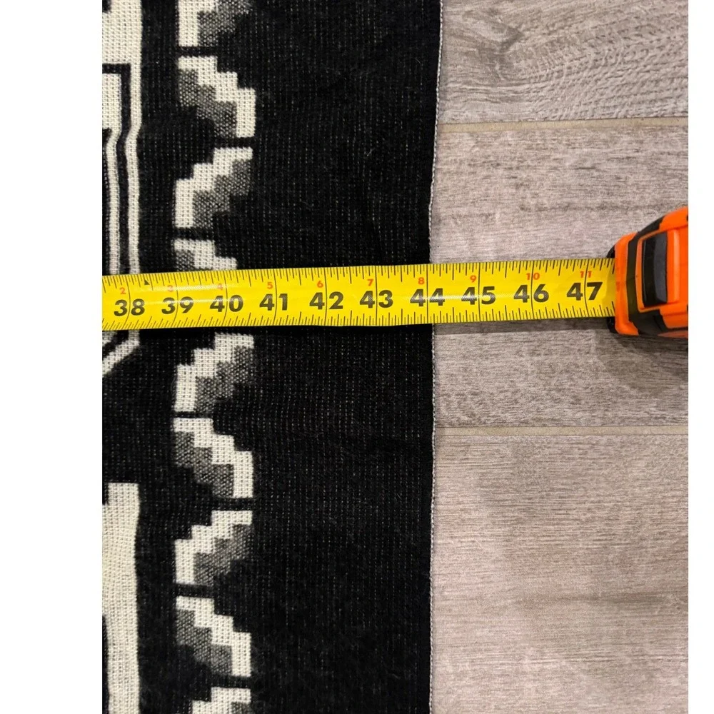 Black White Southwestern Geometric Blanket Throw Reversible 79x45 Boho Western